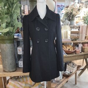 Guess Black Double-Breasted Pea Coat